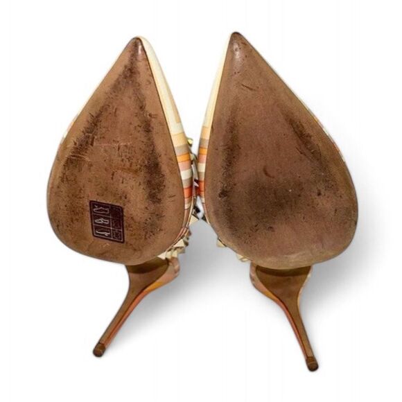 Authentic VALENTINO GARAVANI Mandarin Sorbet Strappy Rockstud Heels Size… - Picture 9 of 10